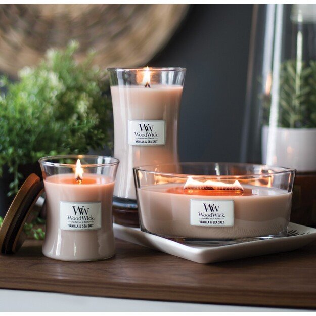 Sojų vaško žvakė Woodwick Vanilla & Sea Salt