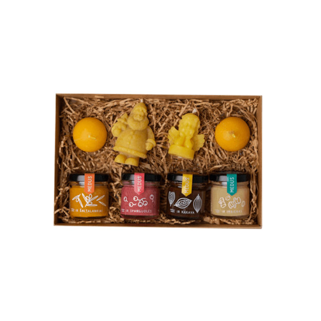 Medaus ir žvakių rinkinys (4 vnt./40 g ir 4 vnt. žvakių)