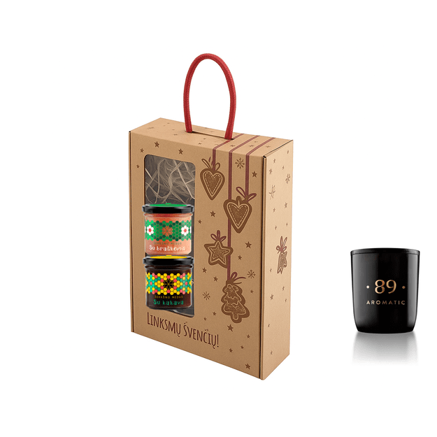 Kalėdinė medaus skanėstų ir žvakės dovanėlė