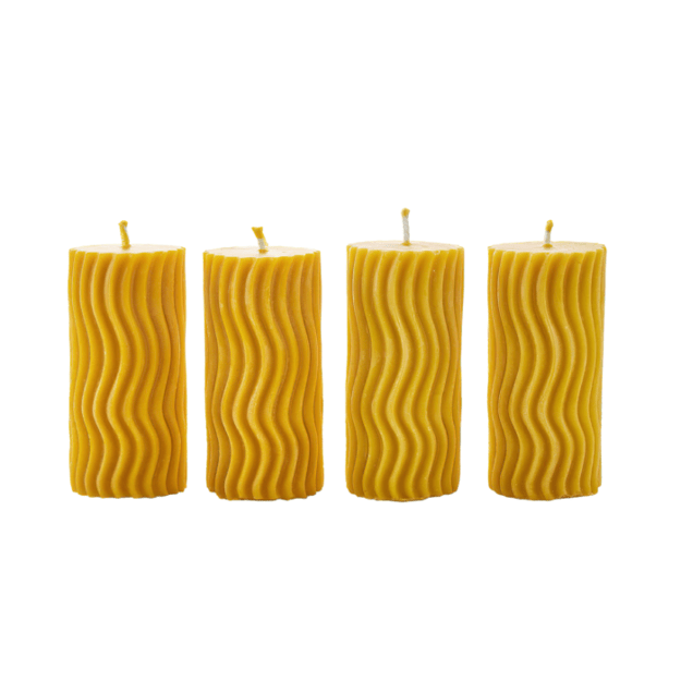 Žvakių rinkinys „Cilindras platus vingiuotas”, 4 vnt.